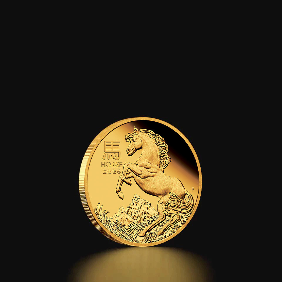 Złota moneta Australijski Lunar Rok Konia 2026 Proof 1/10 oz