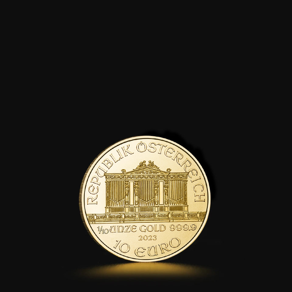 Złota moneta Wiedeński Filharmonik 1/10 oz