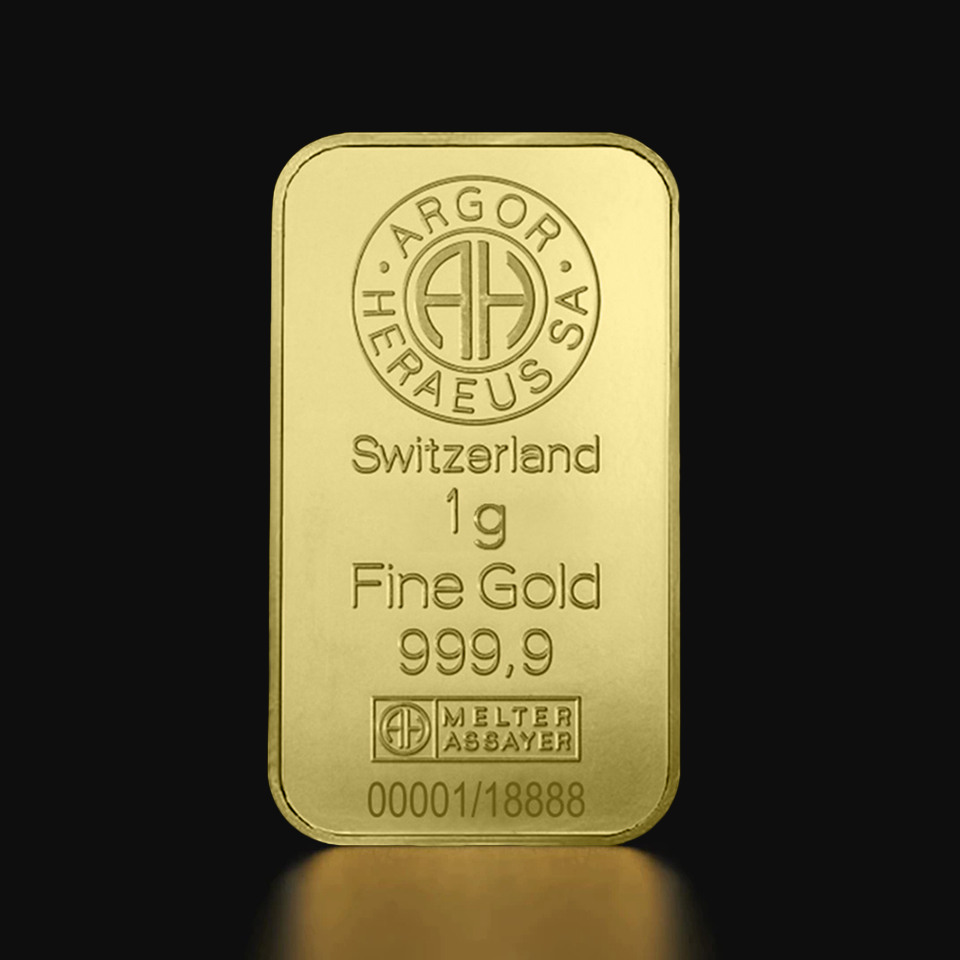 Sztabka złota 1g Argor-Heraeus