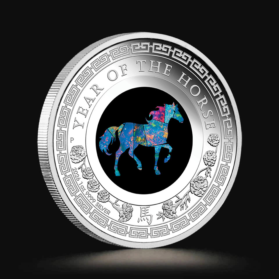 Srebrna moneta Australijski Lunar Rok Konia Opal 1 oz