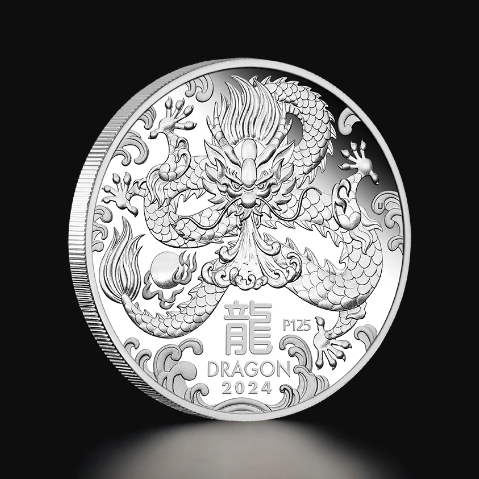 Srebrna moneta Australijski Lunar Rok Smoka 2024 Proof 1 oz