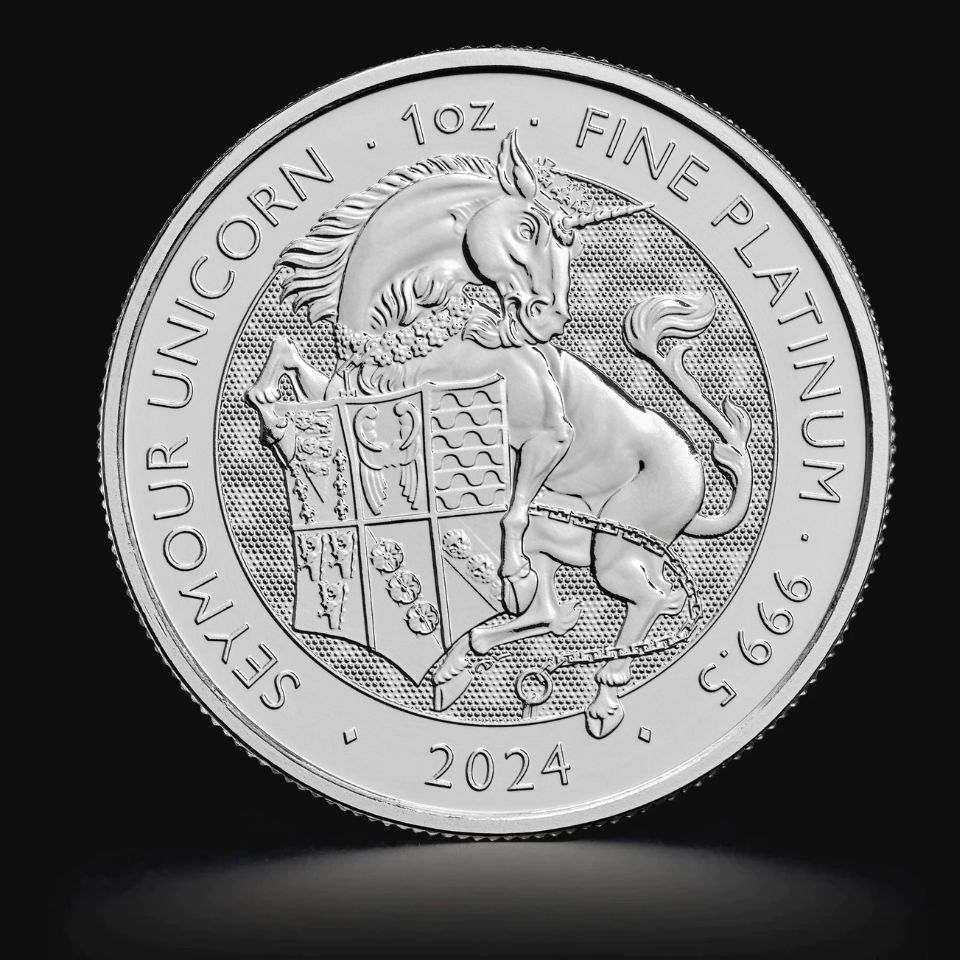 Platynowa moneta Bestie Tudorów: Jednorożec Seymour 1 oz