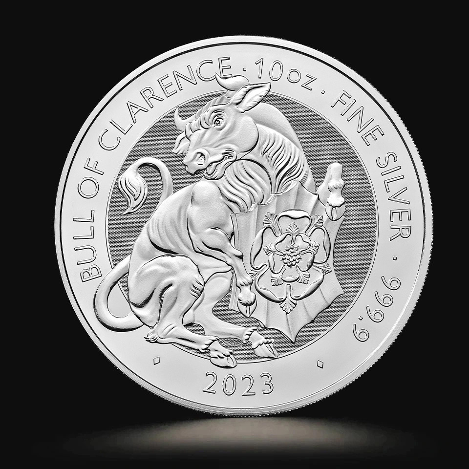 Srebrna moneta Bestie Tudorów: Byk z Clarence 10 oz