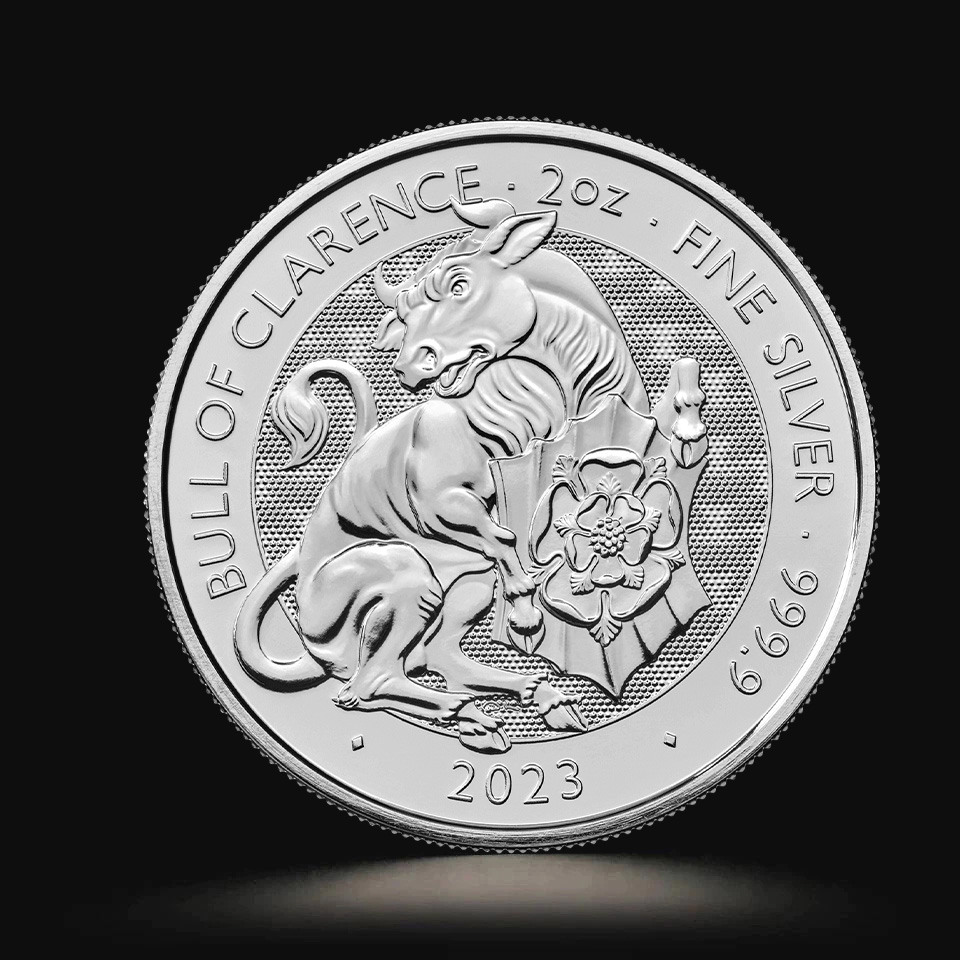 Srebrna moneta Bestie Tudorów: Byk z Clarence 2 oz