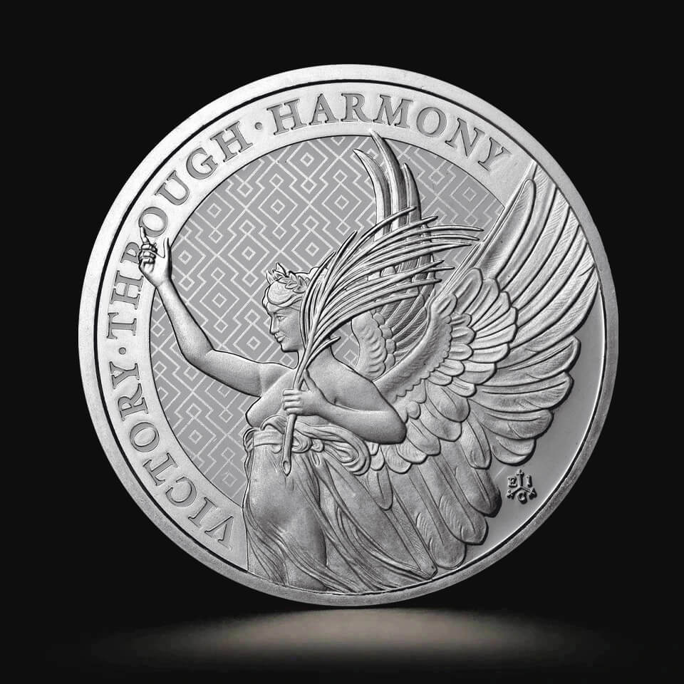 Srebrna moneta Cnoty Królowej: Zwycięstwo 5 oz