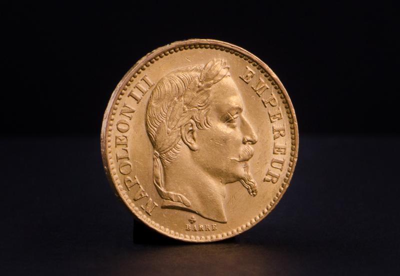 Złota moneta Francuskie 10 Franków Napoleon III z laurem 2,90 g
