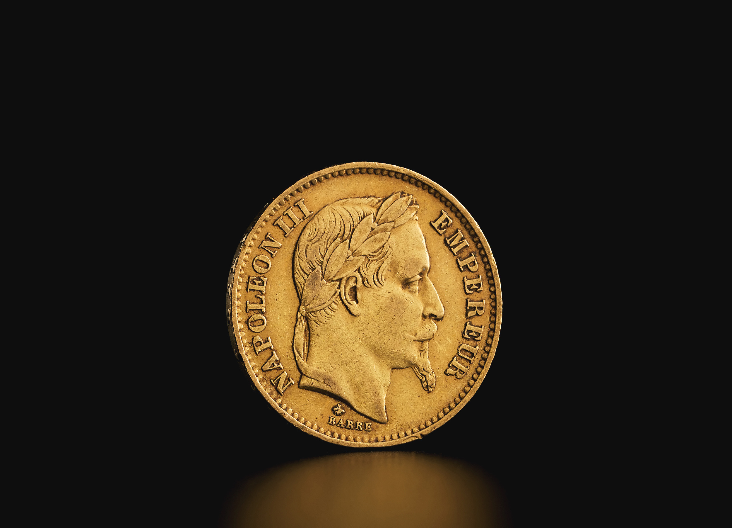 Złota moneta Francuskie 20 Franków Napoleon III z laurem 5,81 g