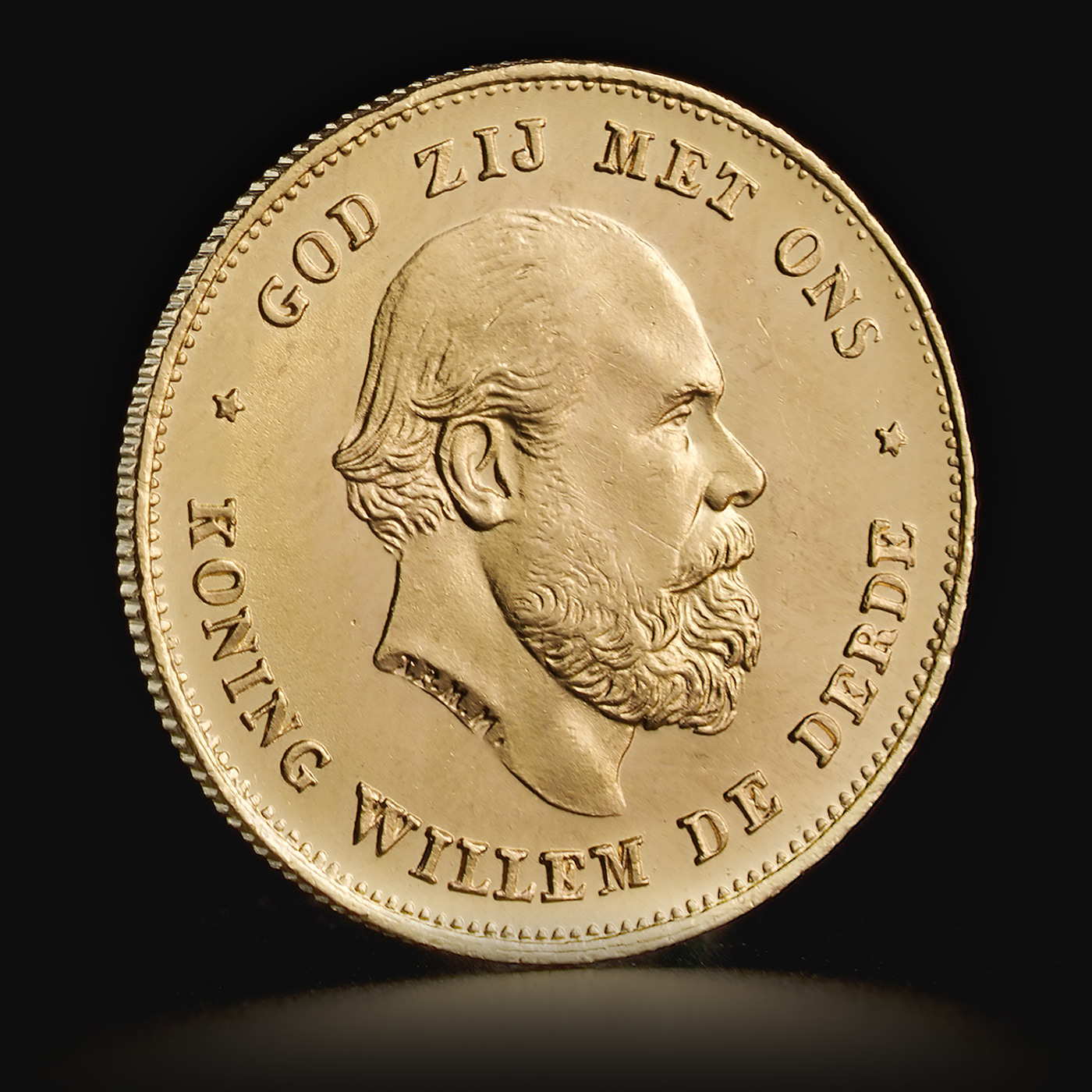 Złota moneta Holenderskie 10 Guldenów Willem III 6,06 g