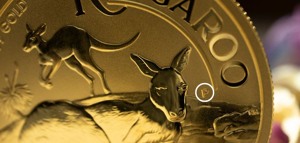 "P" The Perth Mint mint mark on kangaroo gold coin